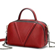 Women&#39;s Genuine Leather Chain Small Bag Fashion Zipper Shoulder Bag - $182.40