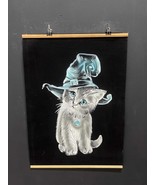 Hand-Painted Black Velvet Artwork, cute kitten velvet picture, glowing i... - $1,825.93 MXN