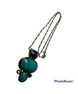 Vintage Sterling 925 DOUBLE TURQUOISE PENDANT NECKLACE - €142,90 EUR