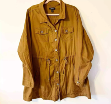 Torrid Brown Button Down Twill Long Line Utility Jacket Shacket Size 2X - £21.31 GBP