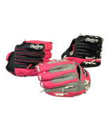 Kids Baseball Gloves Children Girls mitts Lot of 3 Rawlings Pink - $25.74