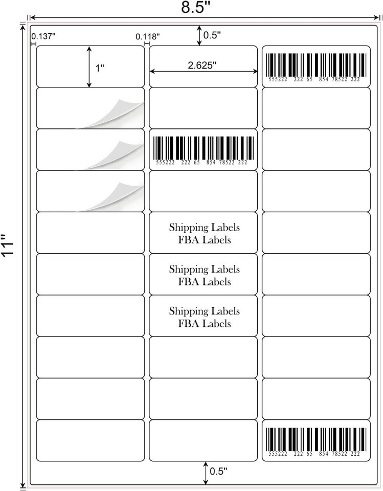 1" x 2-5/8" Address Labels 900 Sticker Paper for Laser/Ink Jet Printer Item image 2