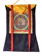 HAND PAINTED FLOWER KALACHAKRA MANDALA TIBETAN THANGKA PAINTING  WITH SI... - $2,360.41 MXN