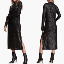 All Saints Sequin Juela Midi Dress, Black, Cocktail Holiday Party, XS (0... - $129.97