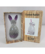 New Oleg Cassini Crystal Clear &amp; Lavender Rabbit Paperweight With COA - $368.54 MXN