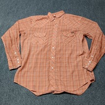 * Vintage Sears Roebucks Western Pearl Snap Shirt Brown Plaid Large 16 1... - $15.56