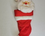 Vintage Russ Berrie Santa Claus Plush Christmas Stocking Nylon Puffy Red... - $12.22