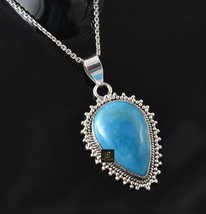 925 Sterling Silver Sleeping Beauty Turquoise Gemstone Handmade Pendant PS-2545 - £35.16 GBP