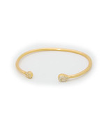 Fronay Open Bangle Almond Shape Ends Cz in Gold Plated Sterling Silver - $100.41 CAD