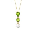 Galaxy Gold 14K Solid Gold Pearl &amp; Peridot Lavender Atelier Necklace | 2... - $245.03