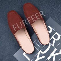 Women&#39;s Summer Suede Toe-covered Slippers Solid Low Heel Sandals Size 31-35-43 C - £22.44 GBP