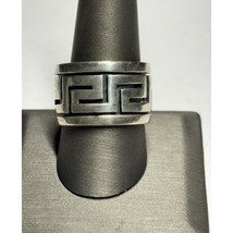 MEN&#39;S 925 STERLING SILVER GREEK KEY DESIGN WIDE AND HEAVY BAND RING SKY - €83,44 EUR