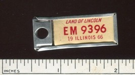 Vintage 1966 Illinois license plate keyring tag Metal Rim from Disabled Am Vets - £5.49 GBP