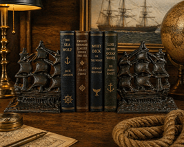 Vintage USS Constitution Ship Bookends – Heavy Nautical Bookends – Maritime - $146.02