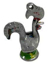 Vintage Chicken Rooster Pewter Figurine Collectible Miniature Mini 2” Ornament - £14.93 GBP
