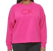 Calvin Klein Performance Plus Size Logo Fleece Crewneck Sweatshirt Pink ... - £19.95 GBP