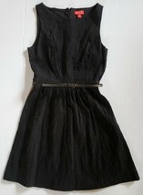 ELLE Classic Little Black Sleeveless Embellished Belted Stretchy Dress Size 2 - £14.23 GBP