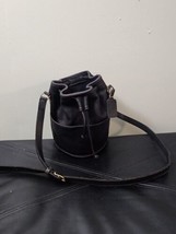 Vtg Coach Leather Drawstring Sac Small 4020 late 80s Black? Navy?Adjust Strap - £66.57 GBP