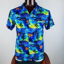 RB Ridhi Mens Medium M Blue Hawaiian Hibiscus Flower St Kitts Toucan Shirt - $19.79