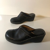 BORN Black Leather Clogs W3822 Womens 8 Slip On Shoes - £16.98 GBP