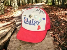 Vtg Daisy Airguns AUTOGRAPHED Launi Meili Olympic Gold Medalist Trucker Hat Red - £40.87 GBP