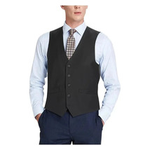 Men's Renoir Suit Vest V-neck Adjustable Strap 5Button 2Pockets 201-1 Black image 2
