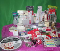 61 Packs Of Baking Supplies Cupcake Holders Bags Foils Mold Clips Bottles Gloves - £54.75 GBP