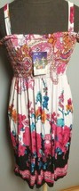 Red Pink Sundress Floral Pattern Cruise Beach Dress Tropical Hot Cute NE... - £8.64 GBP