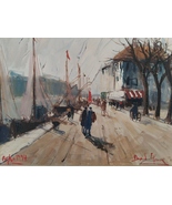 Oil painting on canvas signed, La Balade au Port, 19(54) probably Agde, ... - €178,32 EUR