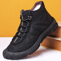 Casual Men Boots Winter Furry Men Shoes Heat Preservation Zip Handmade Snow Boot - £60.42 GBP