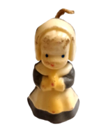 Vintage Gurley Candle  Thanksgiving Pilgrim Woman Blue and White Praying... - £5.41 GBP