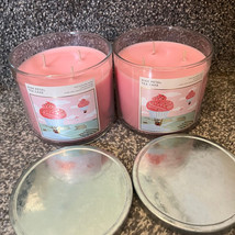 Lot Of 2 Bath &amp; Body Works Pink Petal Tea Cake Candle 3-wick 14.5oz Htf Limited - £24.87 GBP