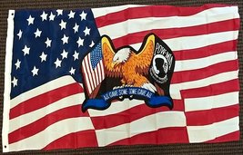 USA POW MIA Eagle Polyester 3x5 Foot Flag All Gave Some Some Gave All Banner US - £3.90 GBP