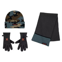 Hurley Boys&#39; Beanie, Gloves and Scarf Set Size 8-20 - £16.43 GBP