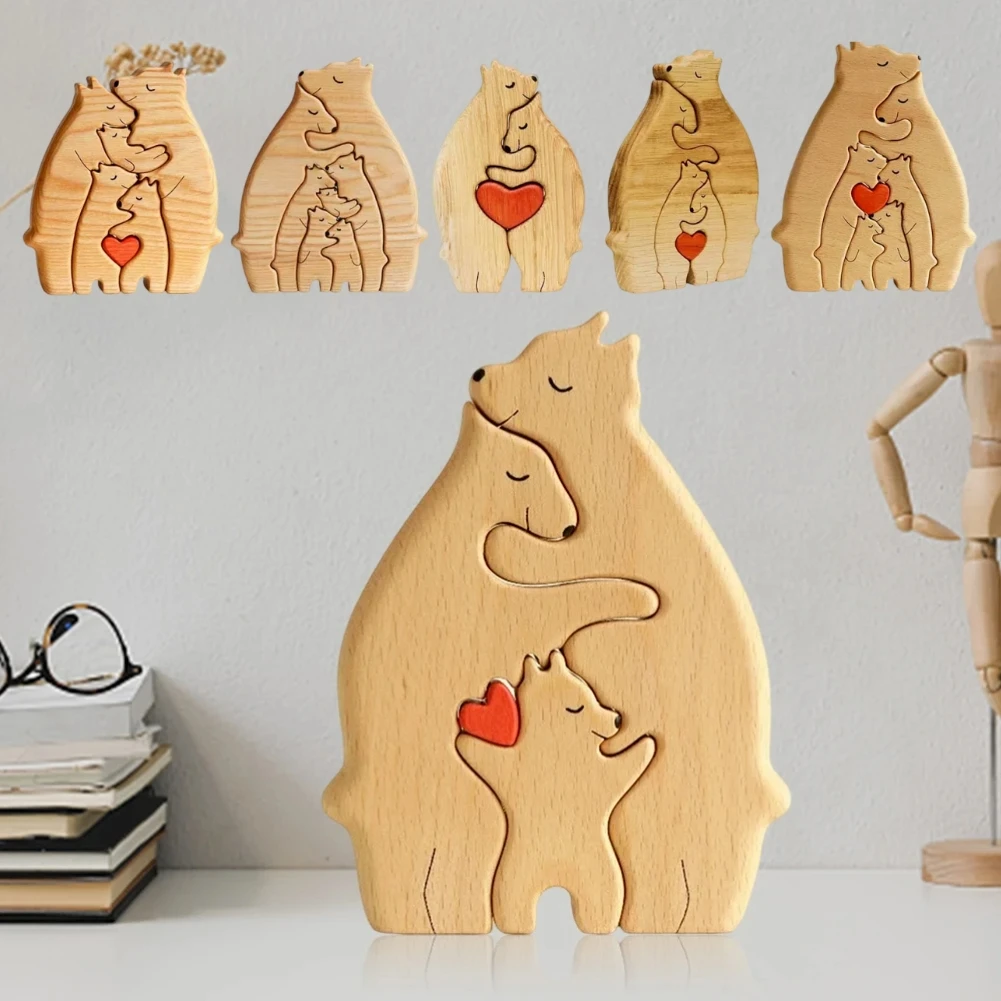 Wooden Family Puzzle Bears Personalised Bear Art Puzzle Cute Animal  Montessori - £14.39 GBP+