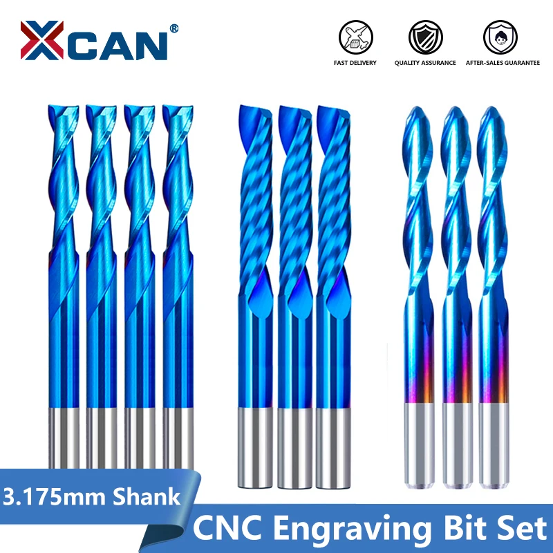 XCAN Milling Cutter 10 pcs CNC Router Bit 3.175 Shank Carbide End Mill S... - $5,240.30 MXN