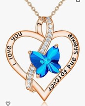 Old Rubin Butterfly Necklaces for Women 925 Sterling Silver Heart Sapphire Blue - £27.96 GBP