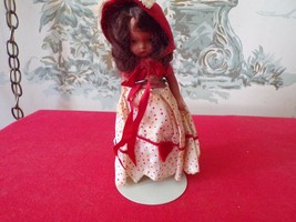 Vintage Nancy Ann Storybook Doll Red & White Polka Dot Dress on stand - $14.85