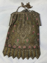 Antique Art Deco Whiting &amp; Davis Mesh Bags Chainmail Purse Enamel Design - £71.90 GBP