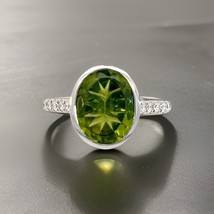 Natural Peridot Diamond Ring 6.5 14k W Gold 3.49 TCW Certified $4,950 310621 - £1,010.12 GBP