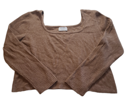 Women’s Square Neck Rib Knit Long Sleeve Shirt Old Navy sz XL Brown Tan - £6.75 GBP