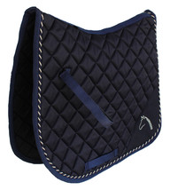 Horse English COB Quilted All Purpose Riding Square Saddle Pad Crystal Navy - £28.31 GBP