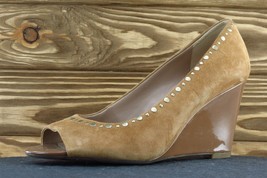 Franco Sarto Sz 6.5 W Brown Open Toe Wedge Leather Glitzy - £15.86 GBP