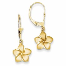 14K Yellow Gold Plated Silver Beautiful Flower Lever back &amp; Dangle Earrings - £66.18 GBP