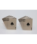 Vintage 14K White Gold Playing Cards Cufflinks Black Jack Poker Casino - $750.00