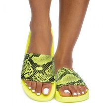 Wide Band Snake Slide Sandals Neon Yellow Snake Size 7 - $19.79