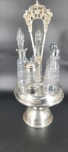 Antique American Silver Plated Co. NY Cruet Condiment Set Etched Triple ... - $84.38