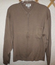 Chico&#39;s Zip Front Ribbed Knit Cardigan Sweater Chico&#39;s Size 3 L/XL Taupe - $10.00
