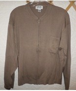 CHICO&#39;S ZIP FRONT RIBBED KNIT CARDIGAN SWEATER CHICO&#39;S SIZE 3 L/XL TAUPE - $10.00