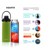 Aquatix Lime Green Insulated FlipTop Sport Bottle 21 ounce Pure Stainles... - $26.46 CAD